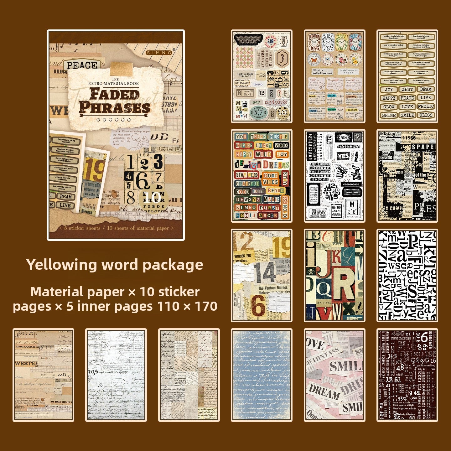 Block de stickers y papeles-15 hojas