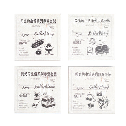 Sellitos de madera Ribber Stamp-9 pzas