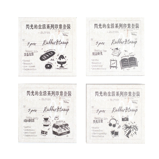 Sellitos de madera Ribber Stamp-9 pzas