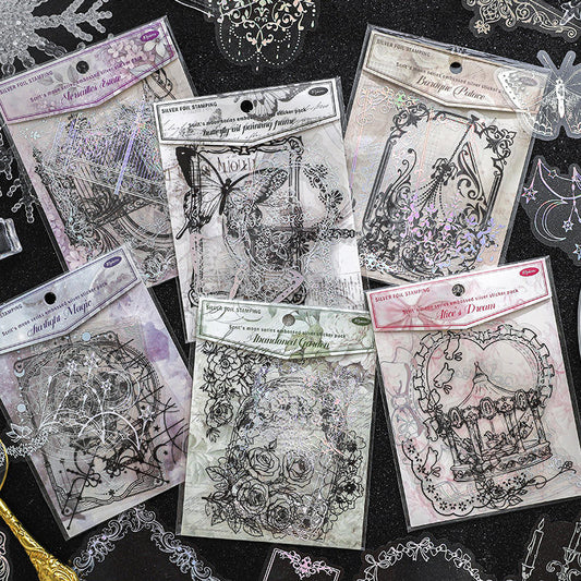 Stickers silver foil encaje-10 unidades