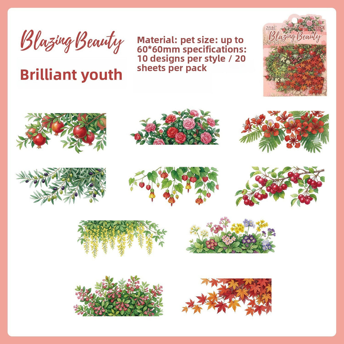 Stickers flores poetry in bloom-12 pzas