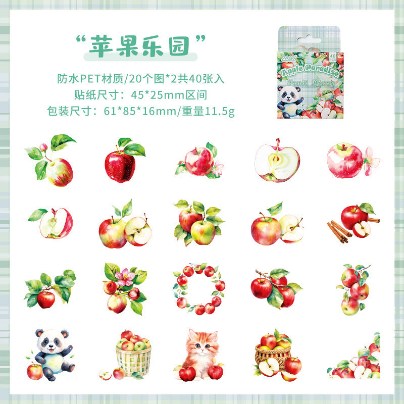 Caja stickers pet  fruit diary-40 pzas