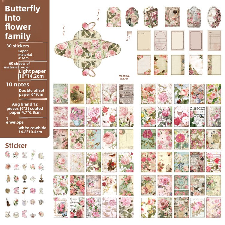 Papel vintage retro material pack-113 pzas