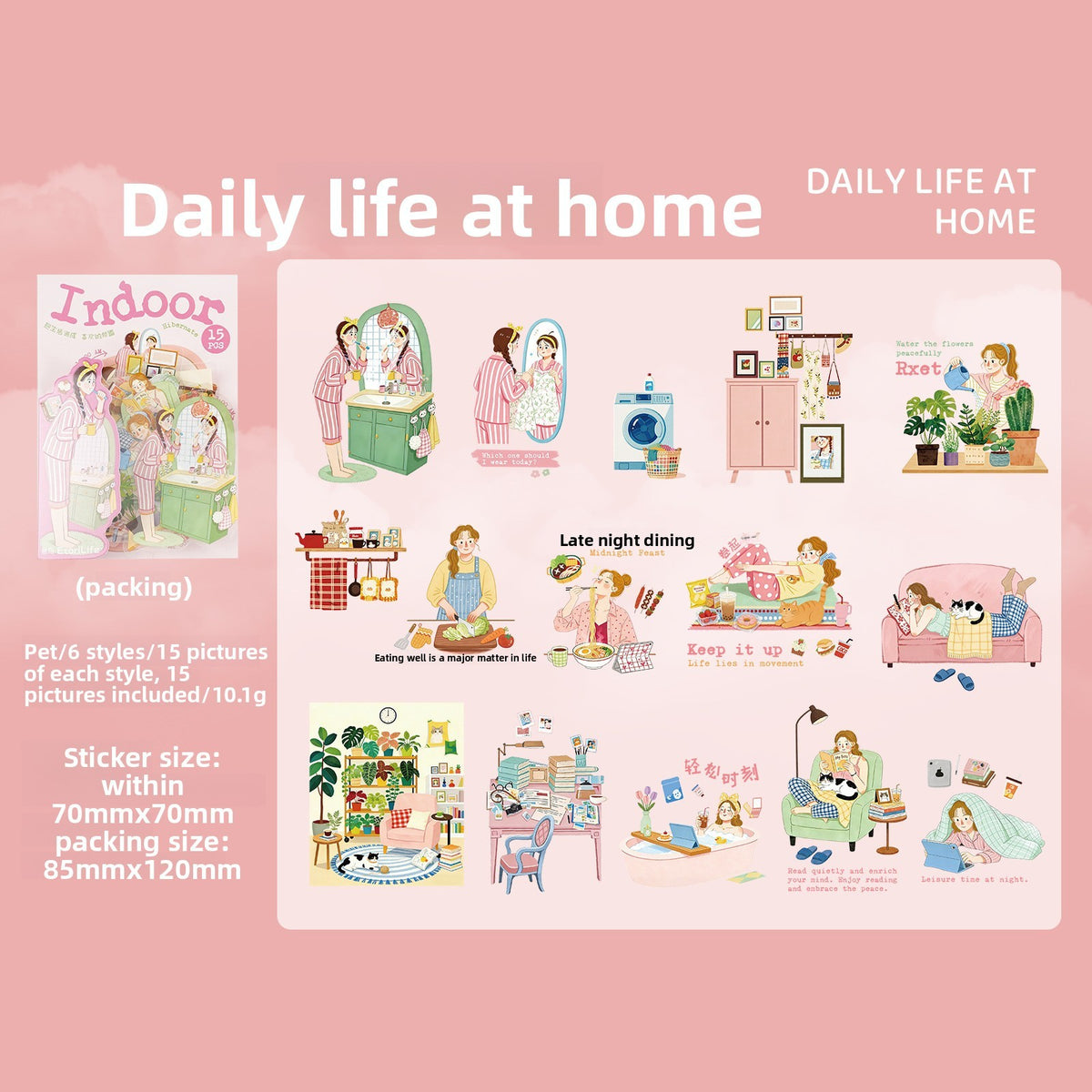 Stickers girl diary-15 pzas