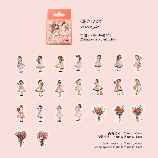 Cajita de stickers flower girl-46 pzas