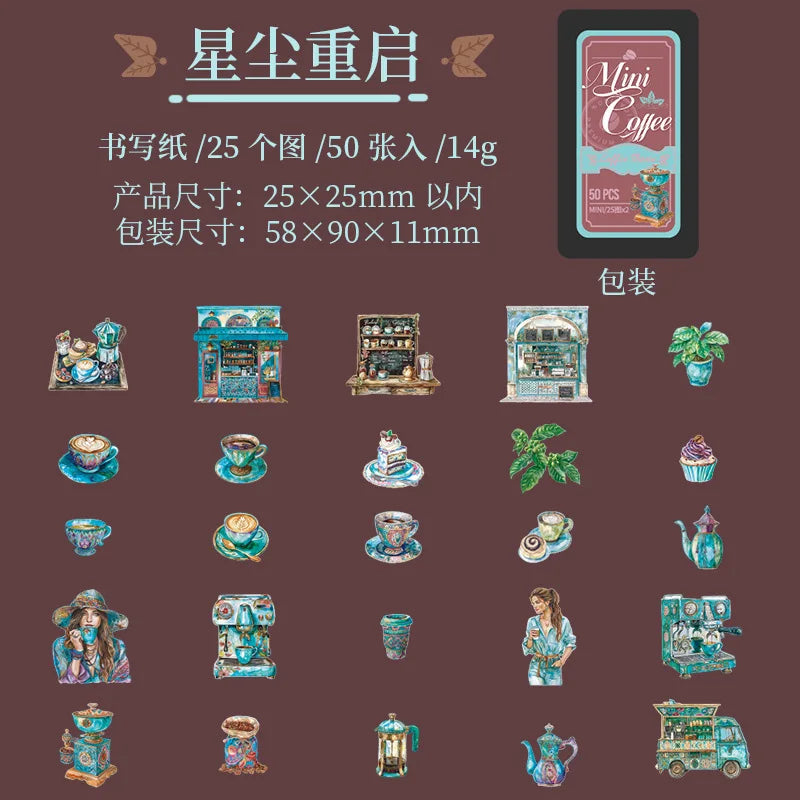 Mini latitas de stickers coffee-50 pzas