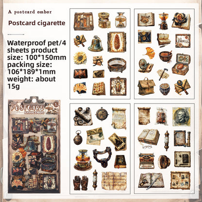 Stickers objetos vintage-4 pzas