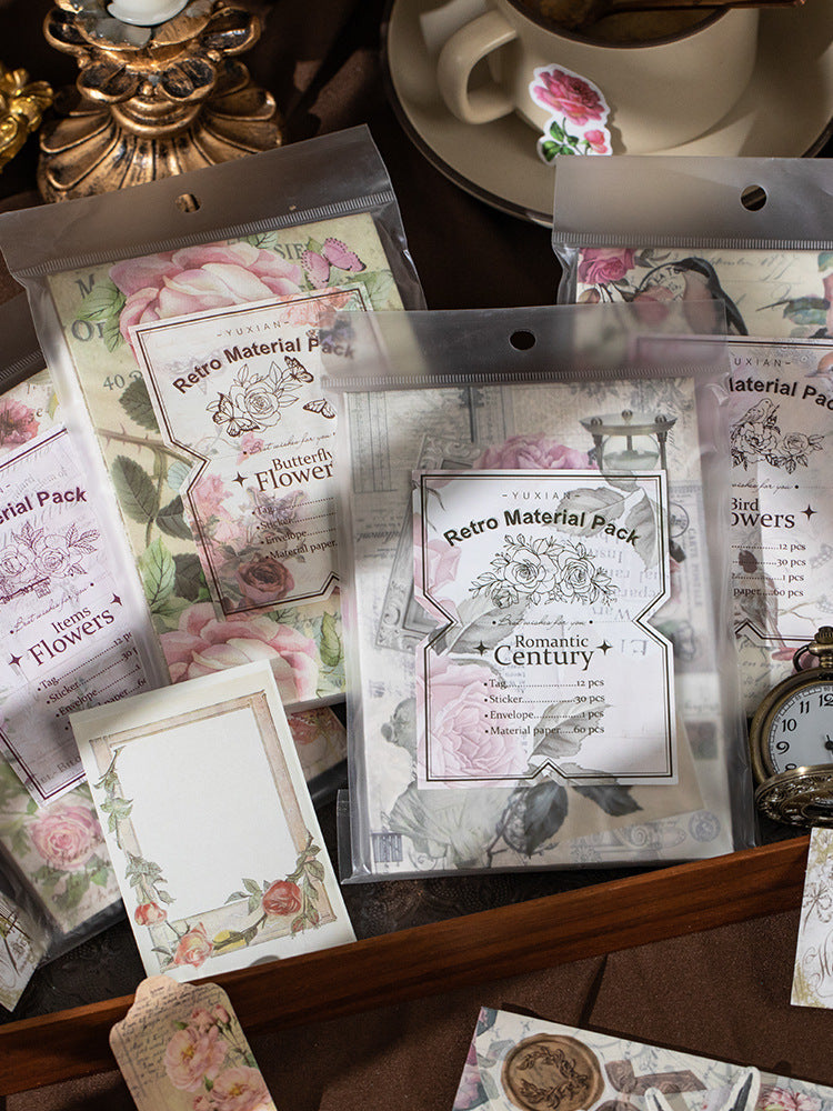 Papel vintage retro material pack-113 pzas
