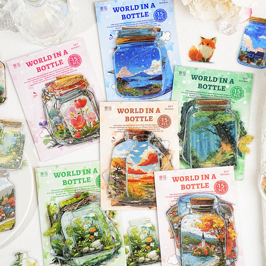 Stickers botellas coloridas-15 pzas