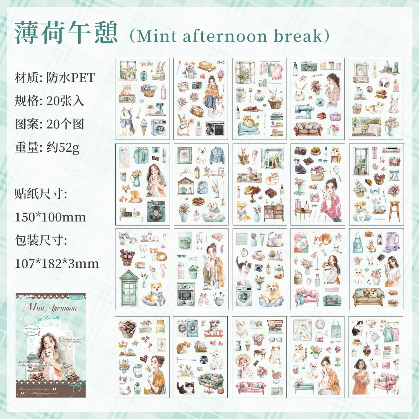 Libro de stickers cute pets-20 hojas
