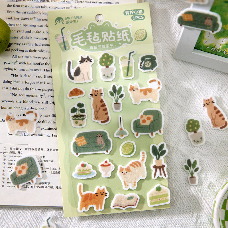 Stickers gato tipo fieltro-1 pza