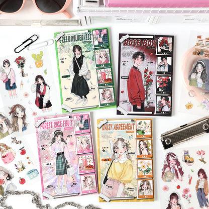Librito de stickers personajes  asiaticos-20 hojas