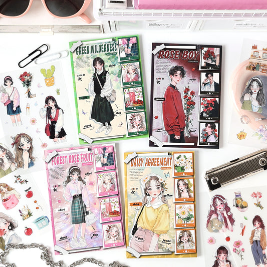 Librito de stickers personajes  asiaticos-20 hojas