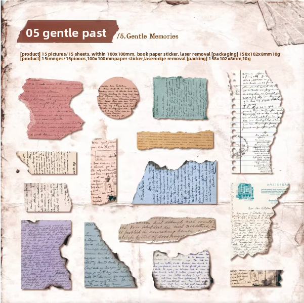 Sticker papeles rotos quemados-15 pzas