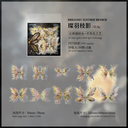 Stickers mariposas holograficas-20 pzas