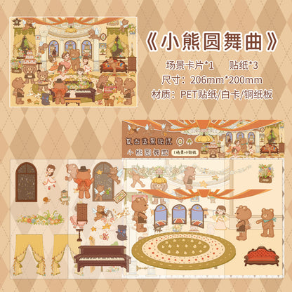 Stickers escenarios 3D castillo de ositos