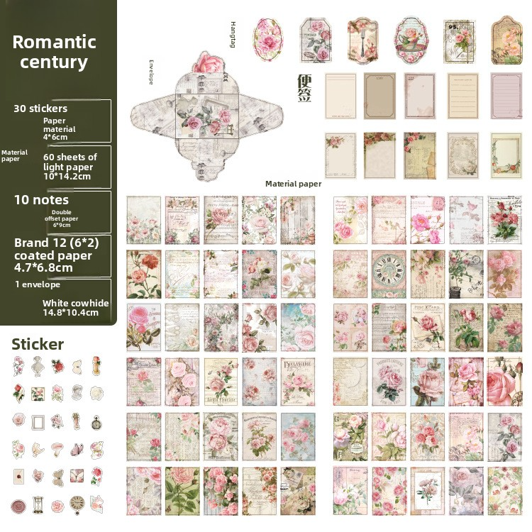 Papel vintage retro material pack-113 pzas