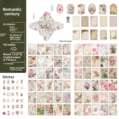 Papel vintage retro material pack-113 pzas