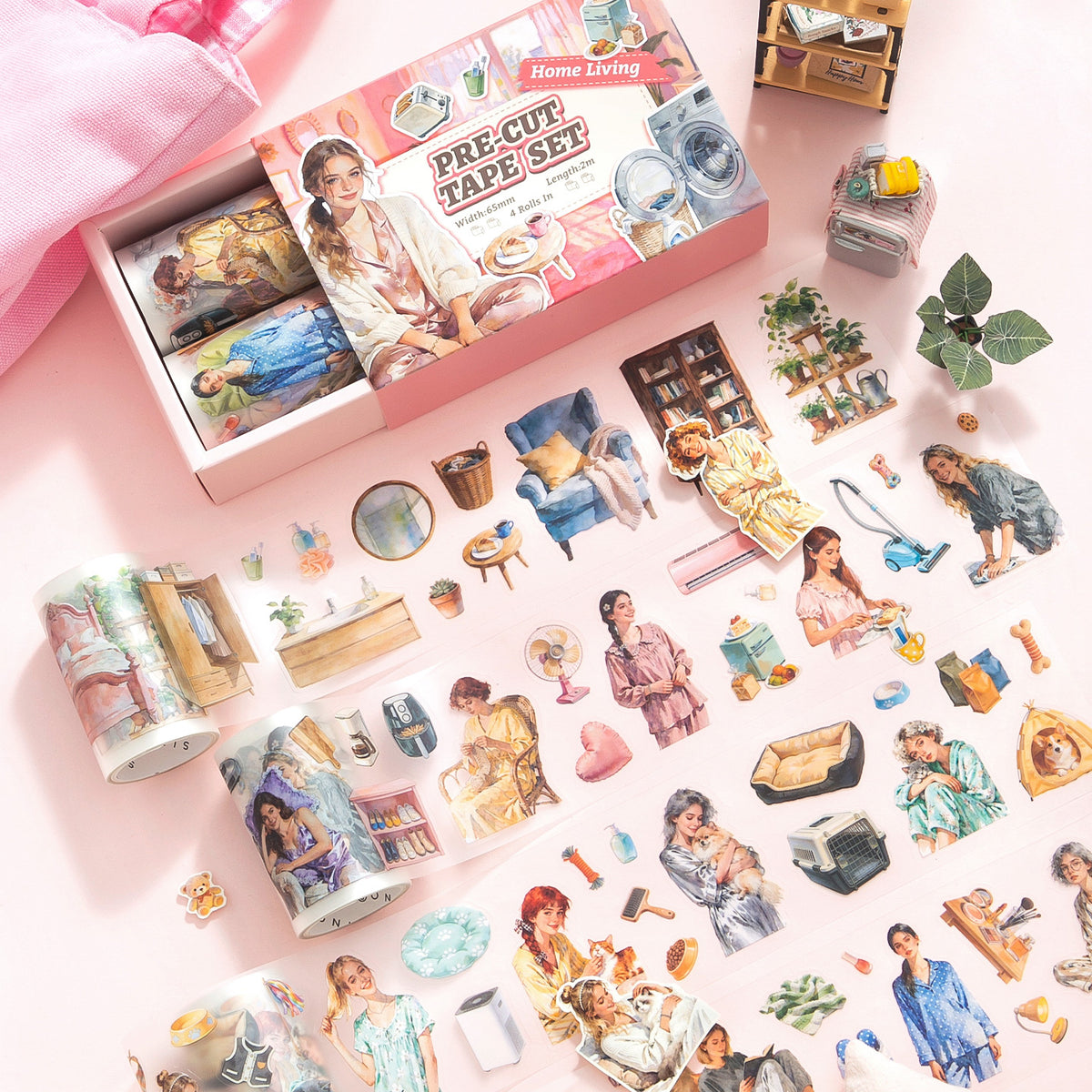 Set de washi pre-cut home y oficina-4 pzas
