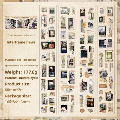 Juego de washitape recortes-4 rollos