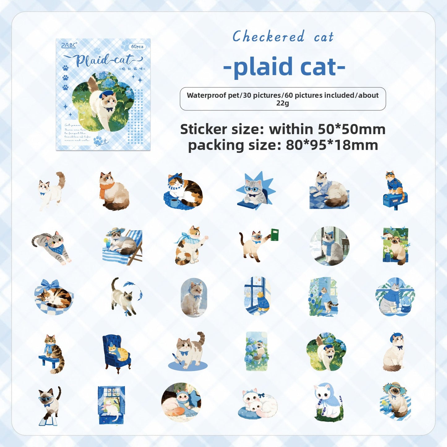 Caja de stickers kitty XL-60 pzas