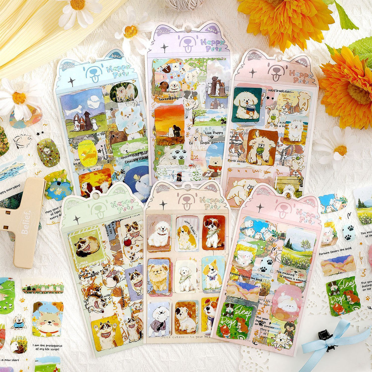 Stickers happy pets-4 pzas