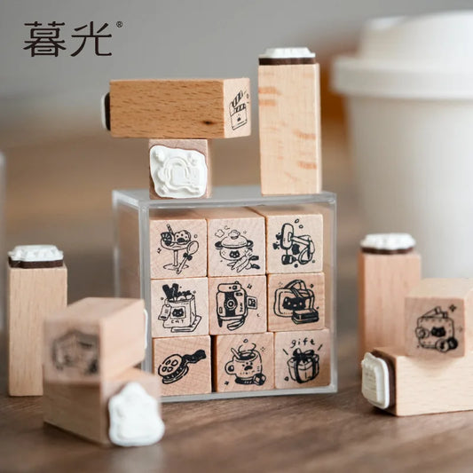 Sellitos de madera Mini Meow-9 pzas