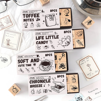 Sellos de madera life things-8 pzas