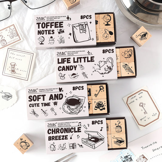 Sellos de madera life things-8 pzas