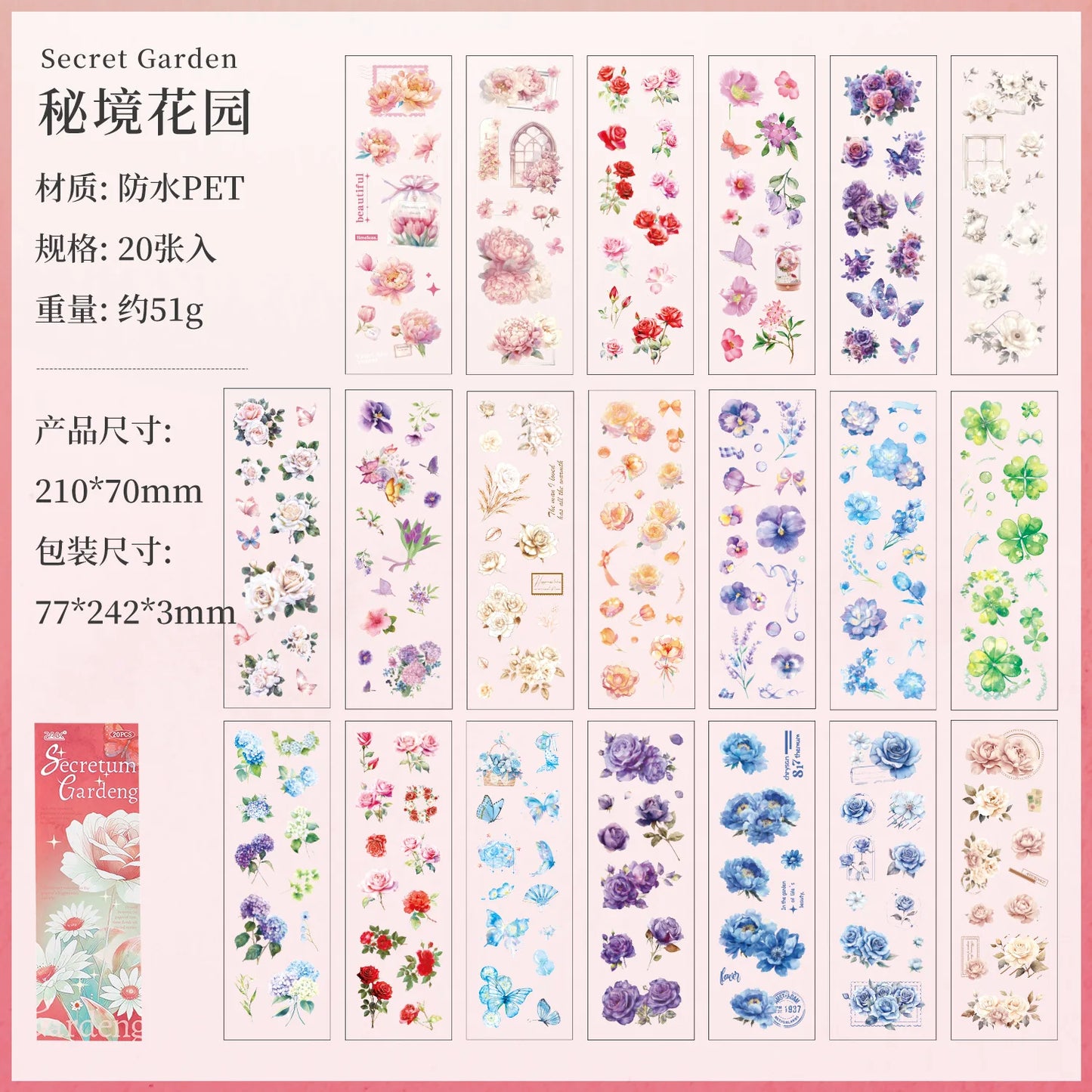 Block de stickers flores-20 hojas