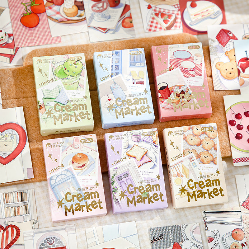Set de postales cream market-28 pzas