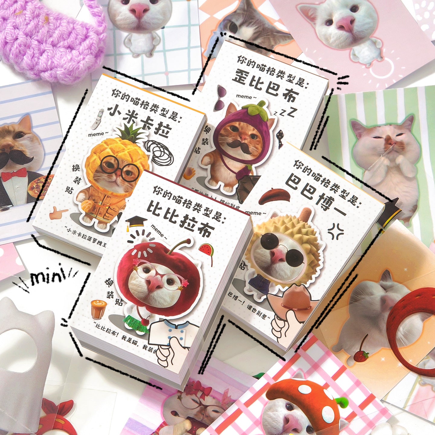 Mini librito cute cat dress up-50 pzas