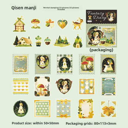 Stickers estampillas fantasy diary-25 pzas