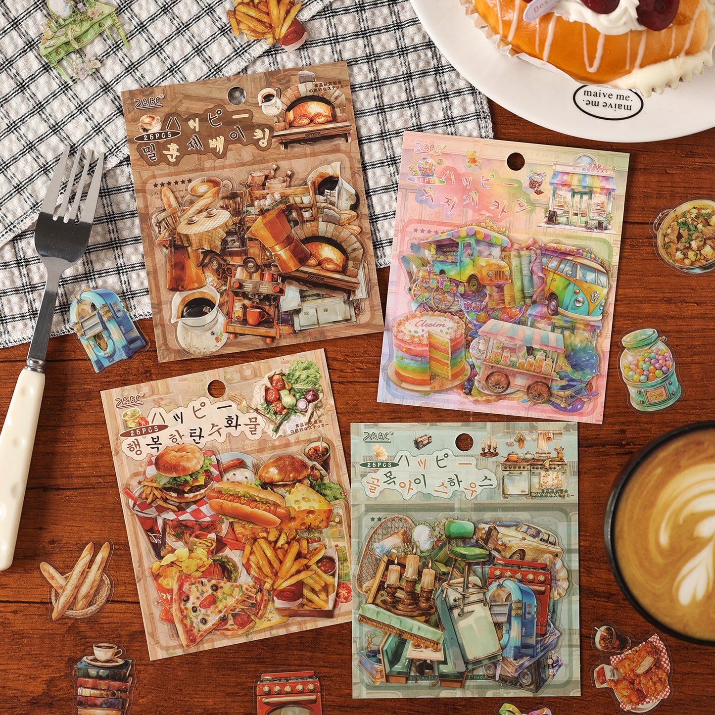 Stickers alimentos y lugares-25 pzas