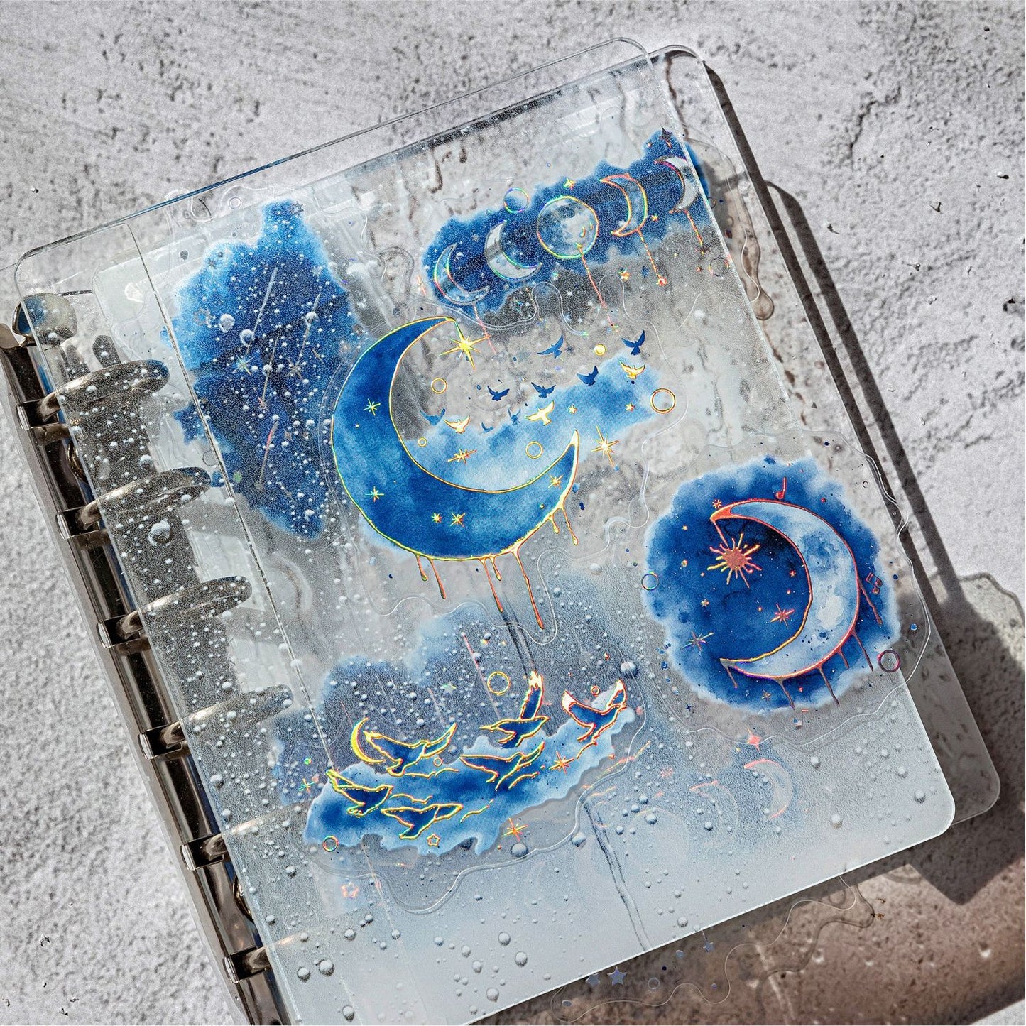 Stickers blue holograficos-30 pzas