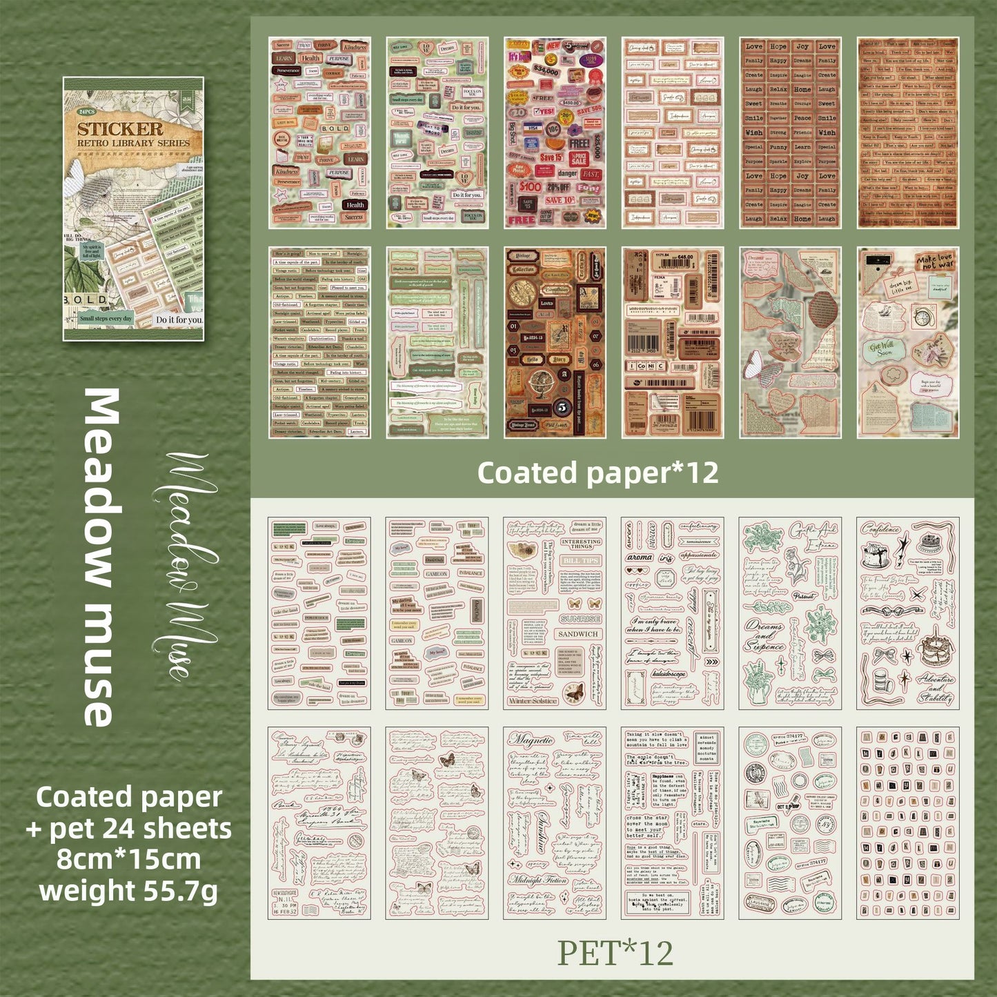 Block de stickers retro librery-24 pzas
