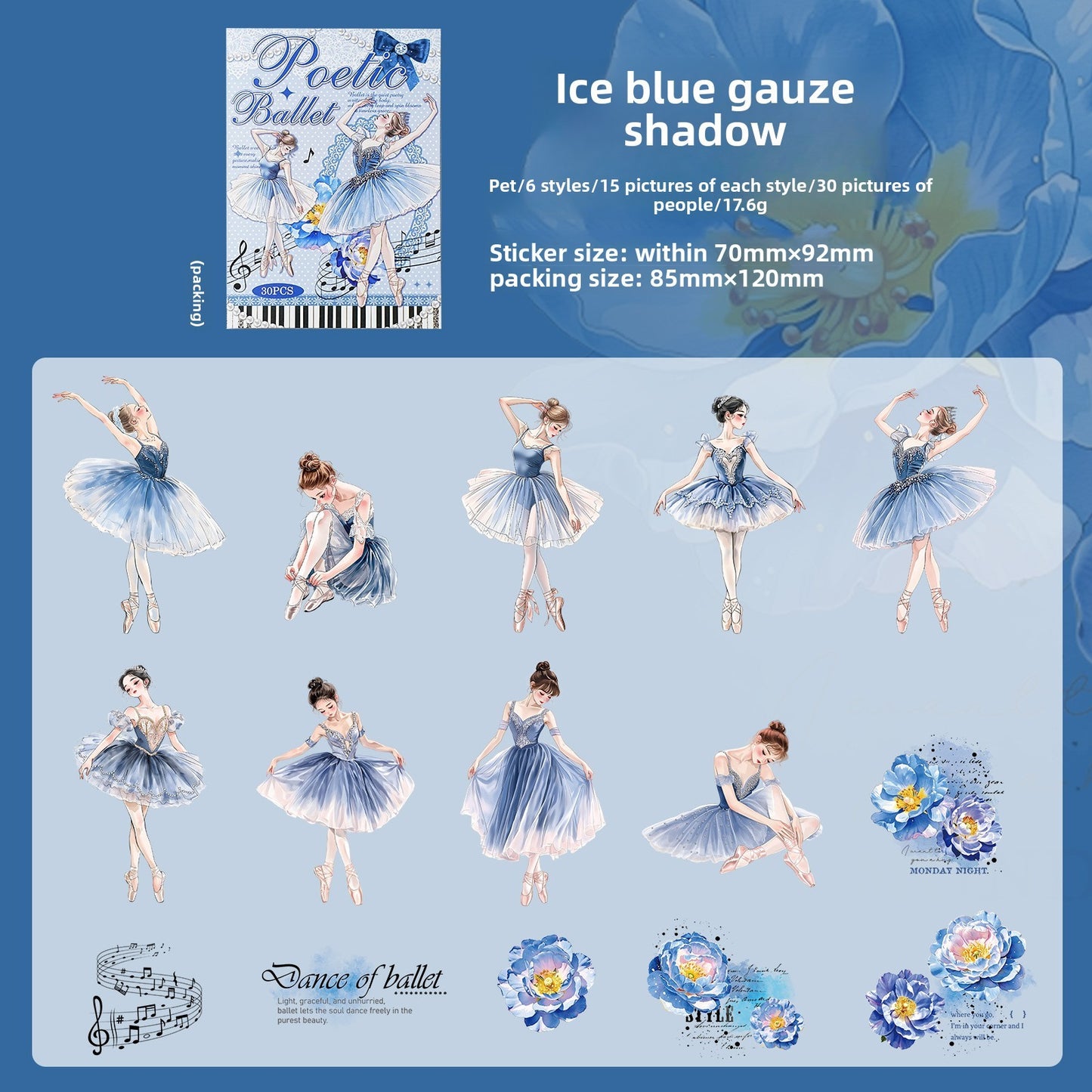 Stickers poetic ballet-30 pzas