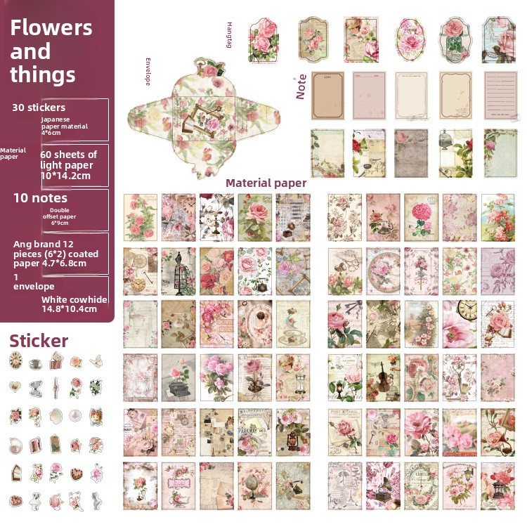 Papel vintage retro material pack-113 pzas
