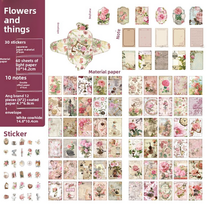 Papel vintage retro material pack-113 pzas