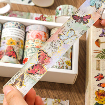 Set washitape mariposas floral-20 pzas