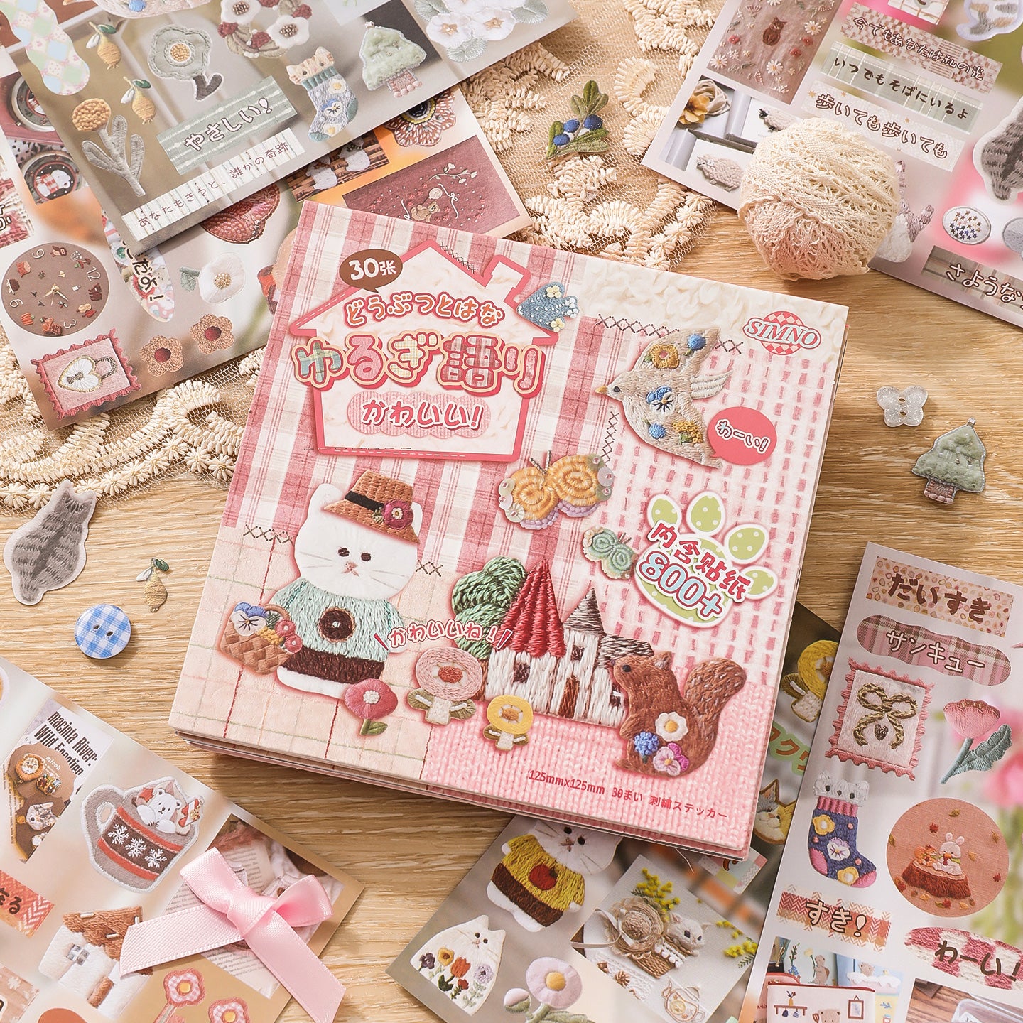 Librito de stickers estilo japones embroidery-30 hojas