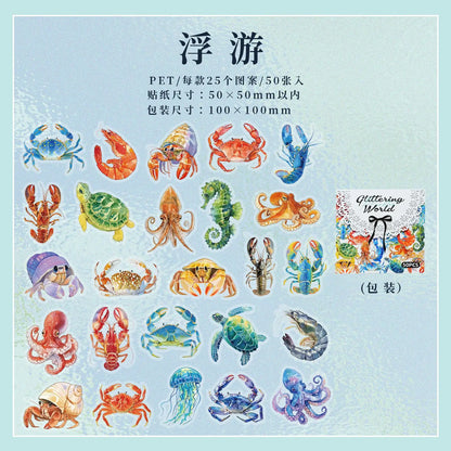 Stickers glittering world-50 pzas