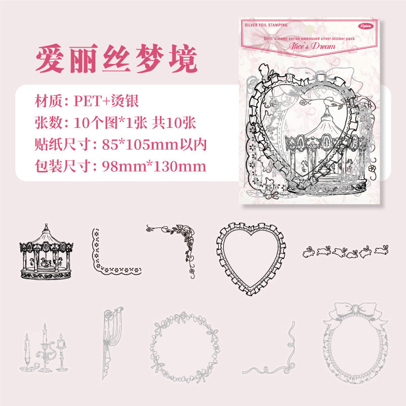 Stickers silver foil encaje-10 unidades