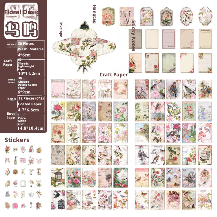 Papel vintage retro material pack-113 pzas