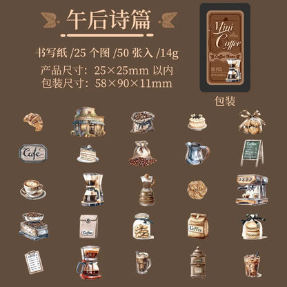 Mini latitas de stickers coffee-50 pzas