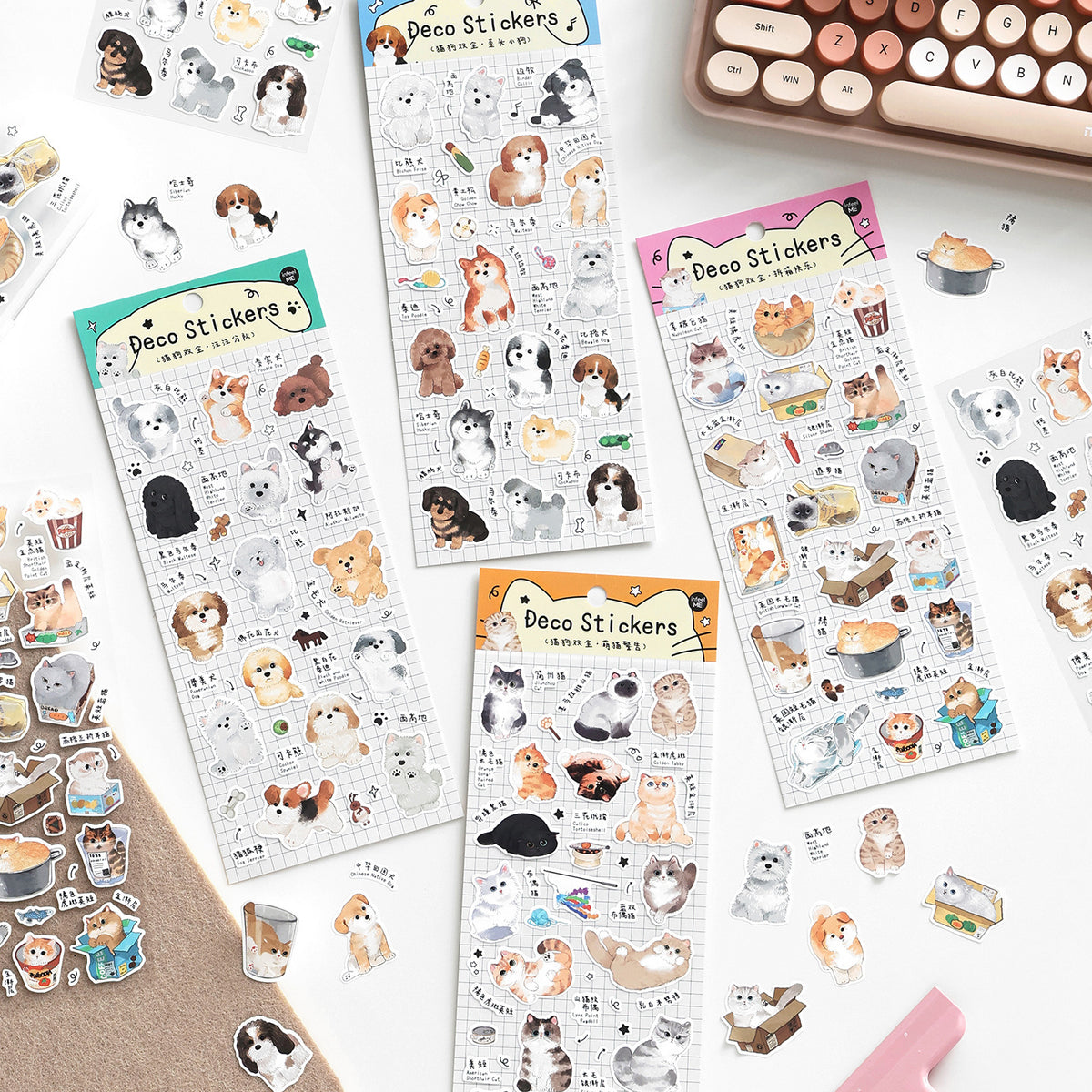 Stickers deco cat dog-1 plancha