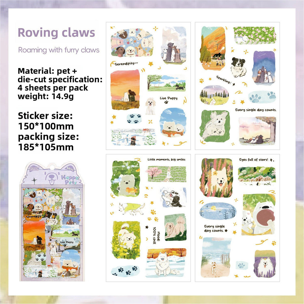 Stickers happy pets-4 pzas