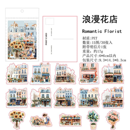 Stickers small town flower-30 pzas