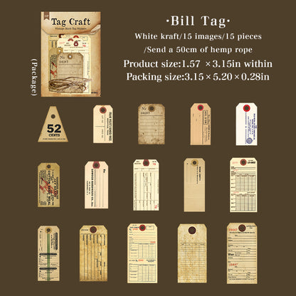 Stickers tag vintage-15 pzas