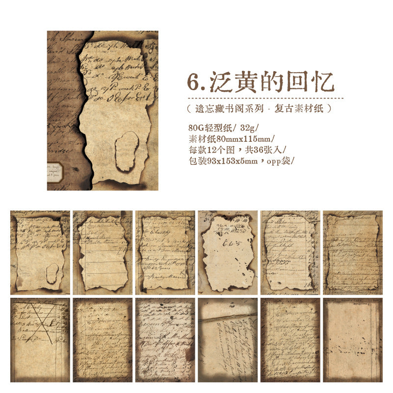 Papel vintage quemado-36 pzas